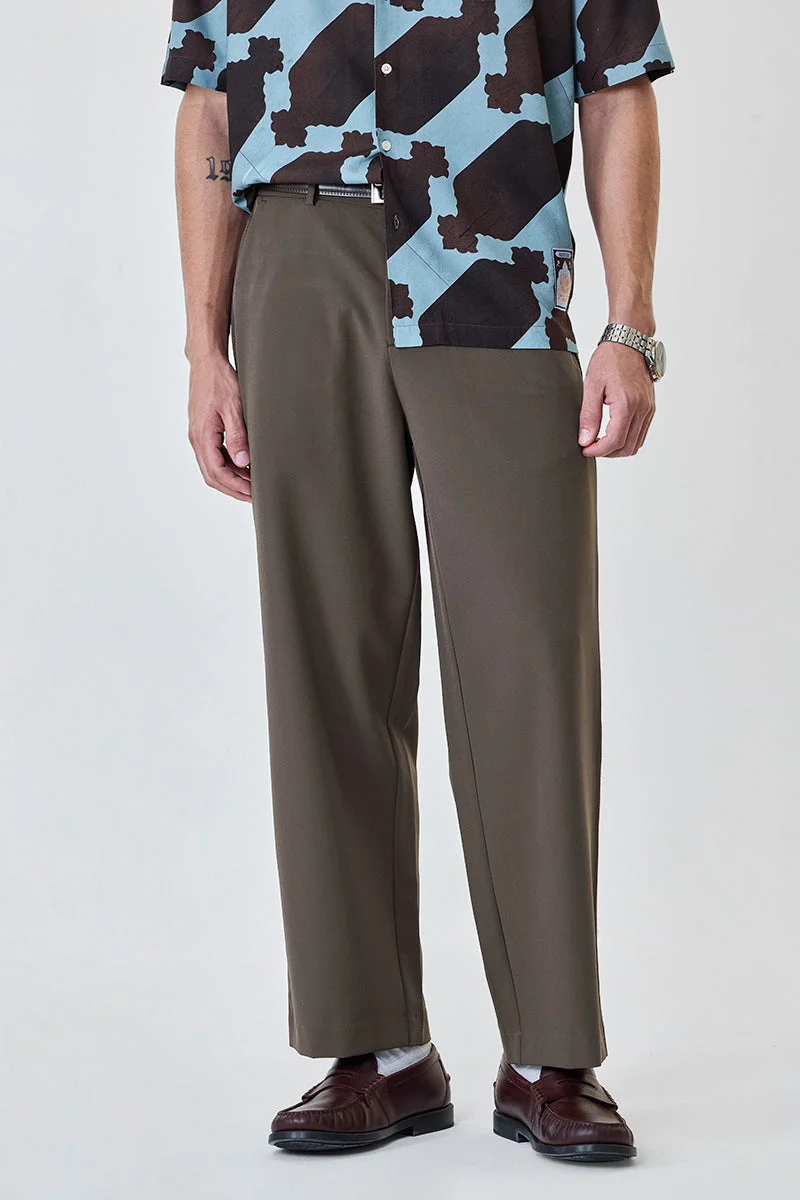 سنيتش Brown Solid Relaxed Casual Trousers