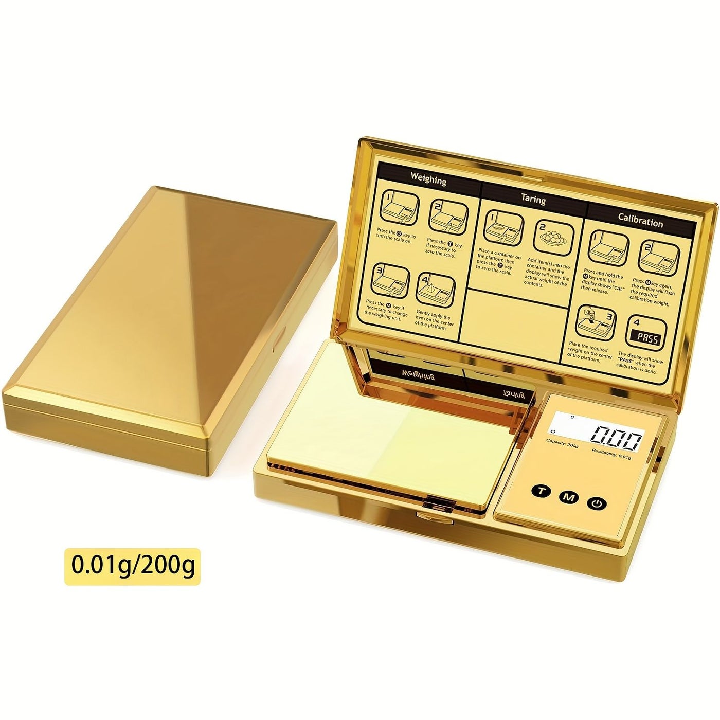 Gold Digital Scale 200g 0.01g Tare Function G OZ CT Auto Off Compact Travel 1pc