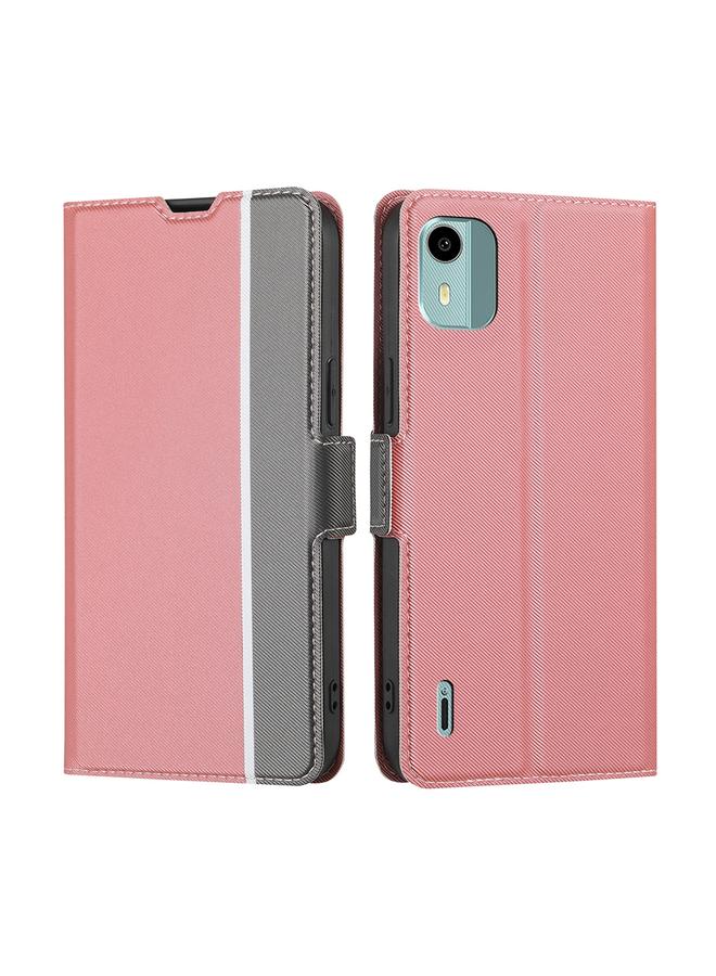 S-TOP Case For Nokia C12 Twill Texture Side Button Leather Phone Case - Image 1
