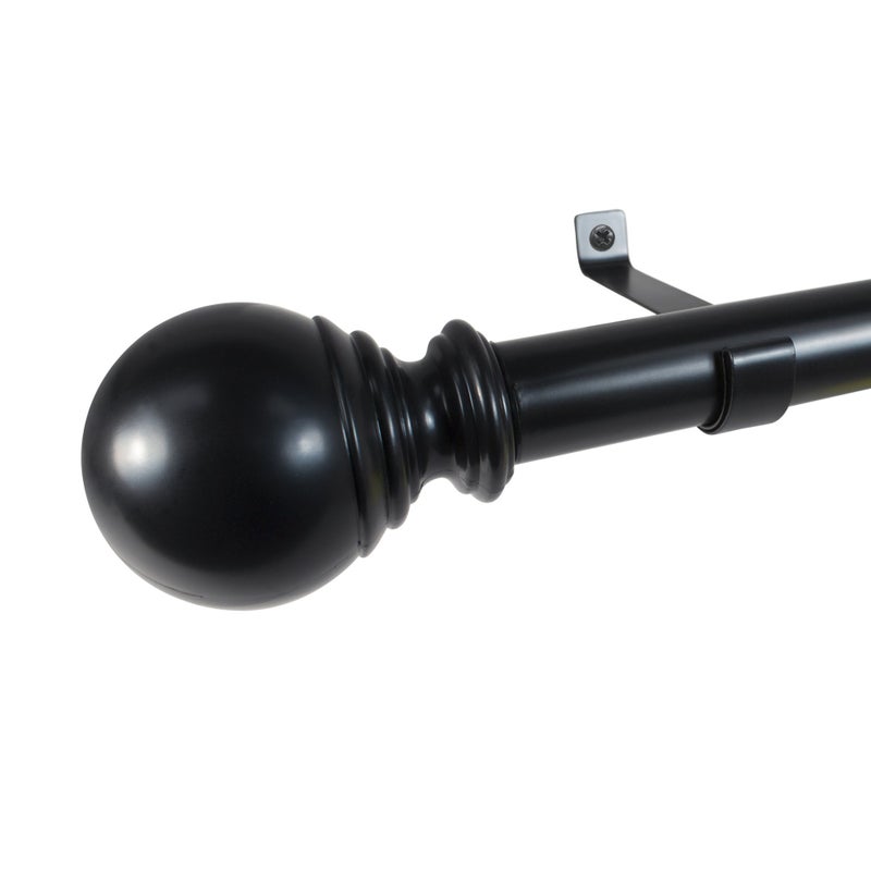 Decopolitan Ball Single Telescoping Drapery Rod Set, Short, Black, 18 to 36-Inch - Image 2