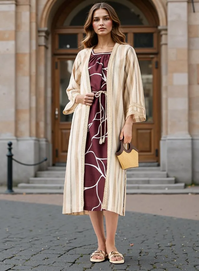 Iconic Iconic Printed Dress with Longline Shrug