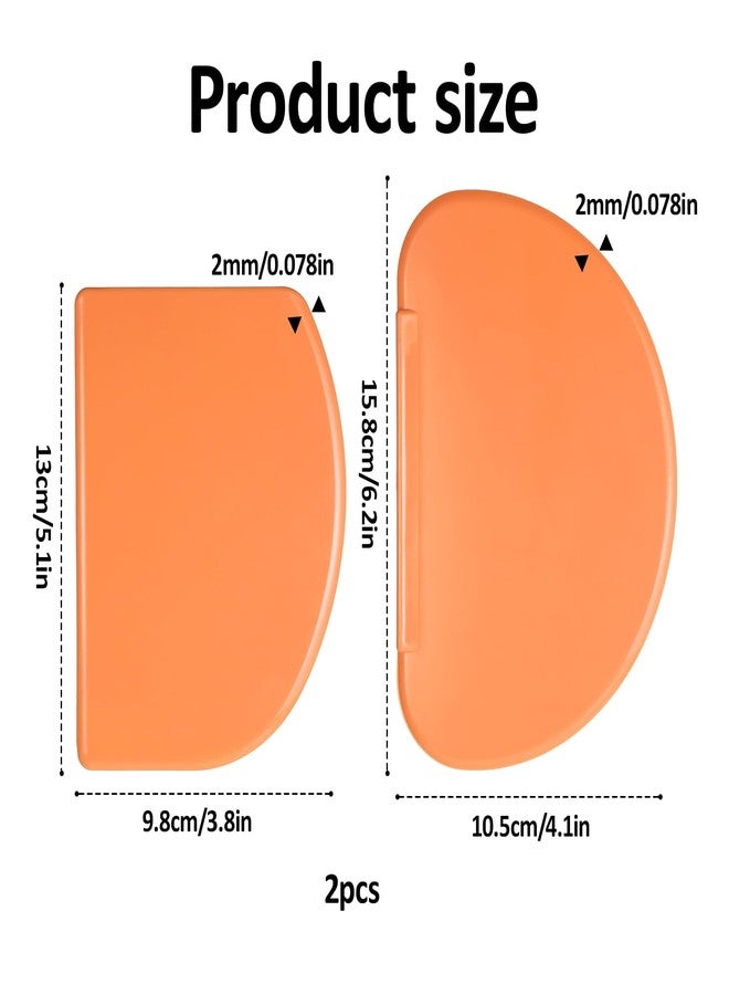 Azefnuhk 2PCS Orange Silicone Bench Scrapers, Curved Edge Bowl Scrapers Flexible Dough Spatula, Silicone Spatula Scraper for Sourdough, Scraper Tool for Baking Shaping Pastry Dough Proofing Scraping Food - Image 2