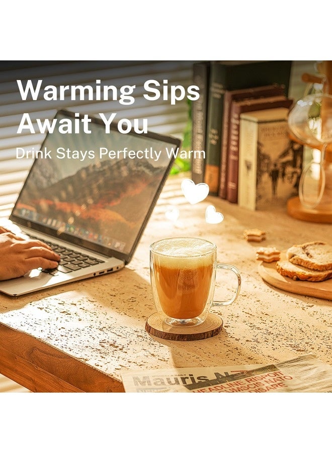 Eleish Double Wall Insulated Glasses Espresso Mugs,2 Pcs  Glass Coffee Mugs with Handle, Insulated Layer Coffee Cups, Clear Borosilicate Glass Mugs | Perfect Coffee Mugs for Espresso, Cappuccino, Latte, American,Tea Bag, Hot Beverages 250 ml - Image 4