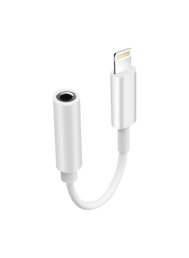 Lightning to USB cable adapter for 3.5mm headphone jack, white