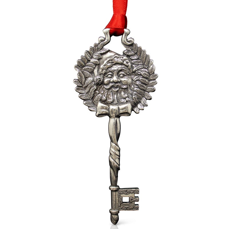 دانفورث Danforth Santas Key Ornament - Pewter Pewter مصنوع يدويًا على طراز عيد الميلاد الحلي - Satin Ribbon 4 Made in USA - Image 1