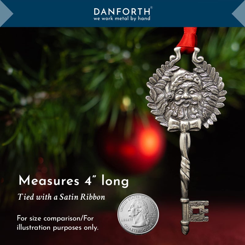 دانفورث Danforth Santas Key Ornament - Pewter Pewter مصنوع يدويًا على طراز عيد الميلاد الحلي - Satin Ribbon 4 Made in USA - Image 5