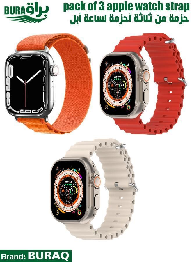 BURAQ Apple Watch Band Strap For Apple Watch Ultra 2/Ultra 49mm, Series 10 46mm, 9/8/7 45mm, SE2/SE/6/5/4 44mm, 3/2/1 42mm