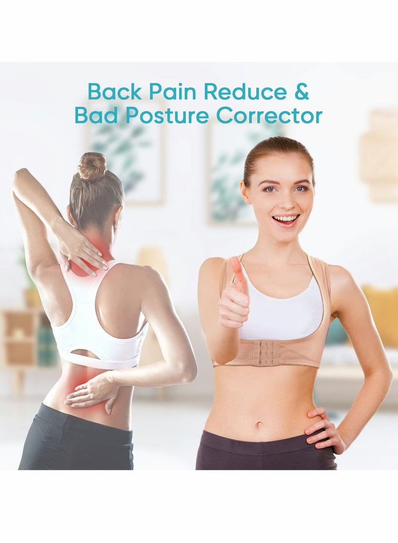 Back Correction Strap, Adjustable Hunched Posture Corrector Belt, Adult Upper Back Brace, Bra Chest Support Belt, Correction Belt for Humpback Straight Holder Posture Correction, Beige (1PCS Beige,L) - Image 4