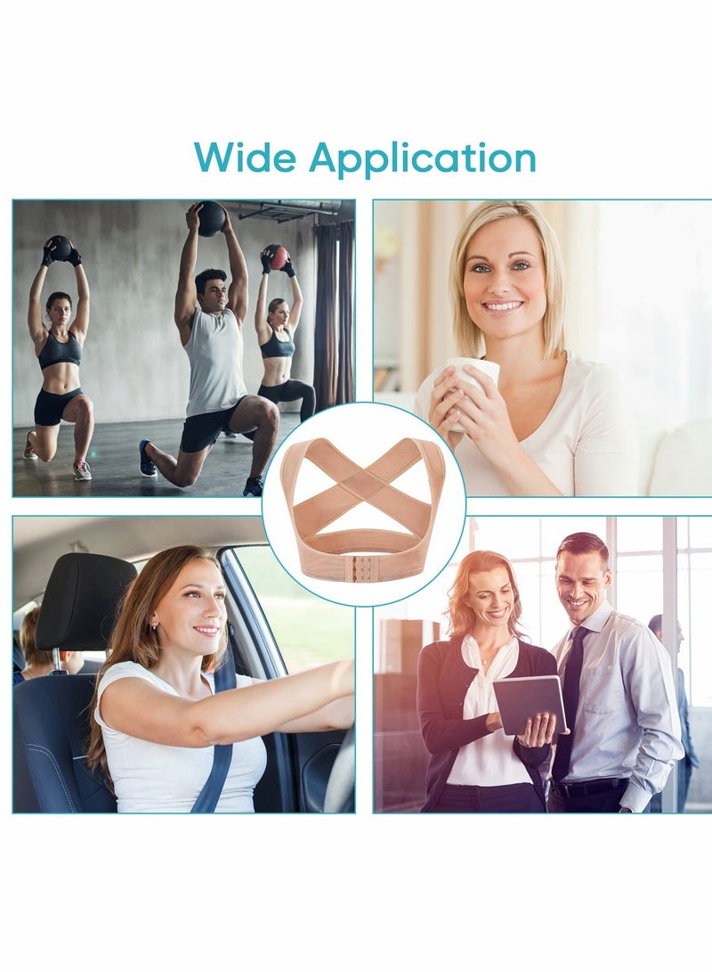 Back Correction Strap, Adjustable Hunched Posture Corrector Belt, Adult Upper Back Brace, Bra Chest Support Belt, Correction Belt for Humpback Straight Holder Posture Correction, Beige (1PCS Beige,L) - Image 2