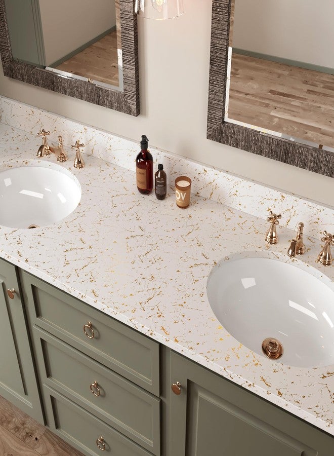 CRE8TIVE Beige Gold Marble Contact Paper Matte Marble Wallpaper Peel and Stick Countertops Waterproof Self Adhesive Countertop Contact Paper Removable Vinyl Roll for Bathroom Cabinets Tables 12"x80" - Image 4