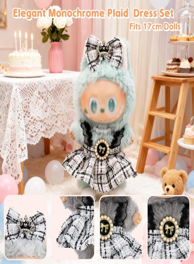 Evowatt 2-Piece Doll Outfit Set for Labubu Dolls - Hair Clip and Dress Set, Adorable Clothing Accessories for 17cm Dolls (Doll Not Included)_White - Image 2