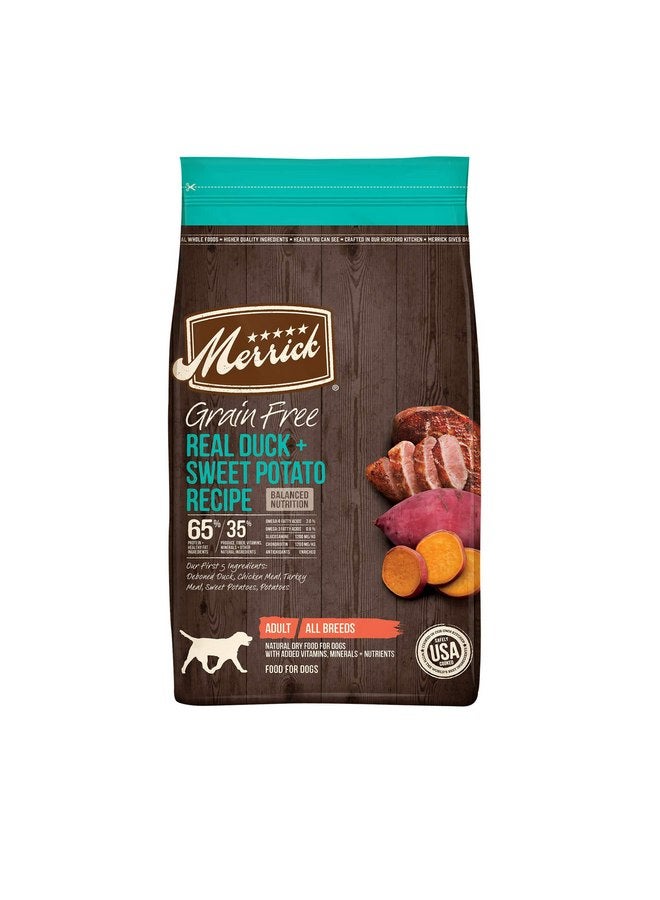 Merrick Grain Free Duck + Sweet Potato Recipe Dry Dog Food, 4 lbs. - Image 1