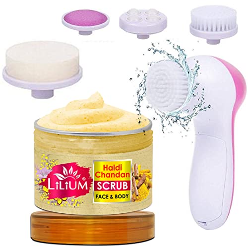 Lilium Haldi Chandan Face & Body Scrub & Multifunction 5in1 Massager (250g) - Image 1