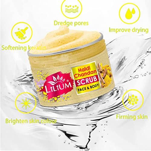 Lilium Haldi Chandan Face & Body Scrub & Multifunction 5in1 Massager (250g) - Image 3