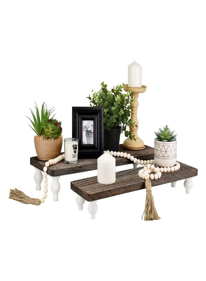 Ikee Design 2 Pcs Set Wooden Display Riser, Cupcake Dessert Display Riser, Countertop Centerpiece Dessert Serving Stand, Artificial Plant Display Stand for Garden Decor, Coffee Color - Image 5