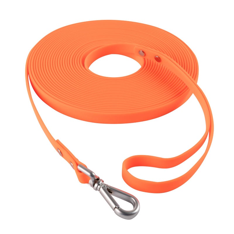 AUMAILI Dog Training Long Leash Waterproof Long Line Heavy Duty Outdoor Recall Lead 10ft 15ft 20ft 30ft 50ft for Small Medium Large Dog (Orange, 10FT) - Image 1