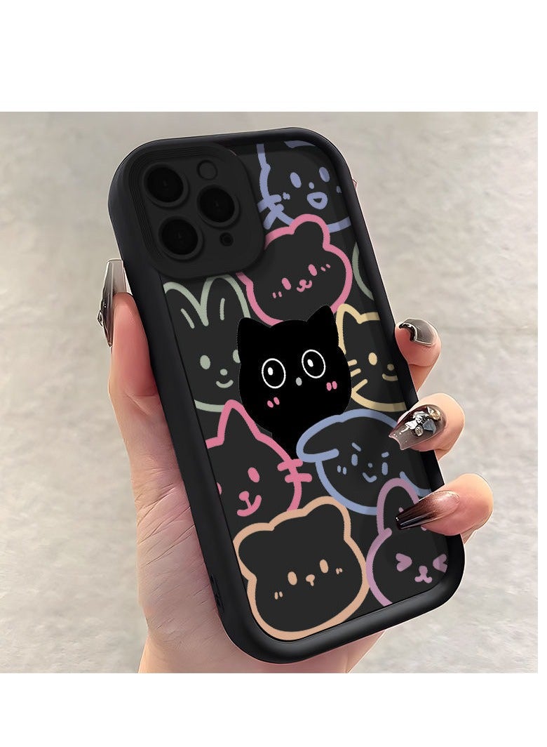 NIBEMINENT Cute Black Cat Protective TPU Case Cover For iPhone 14 Plus, Black