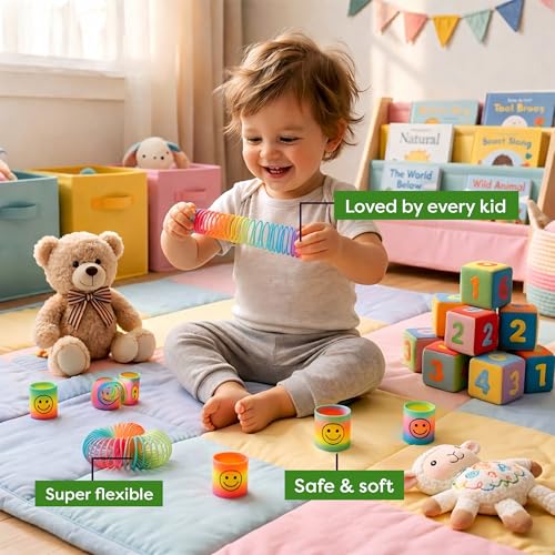 Vastate Spring Toy 12 Pcs – Multicolor Magic Smiley Slinky, Stretchy Expandable Fidget Toys for Kids & Adults, Stress Relief, Compact, Portable, Durable, Flexible Sensory Play Set for All Age Groups - Image 5