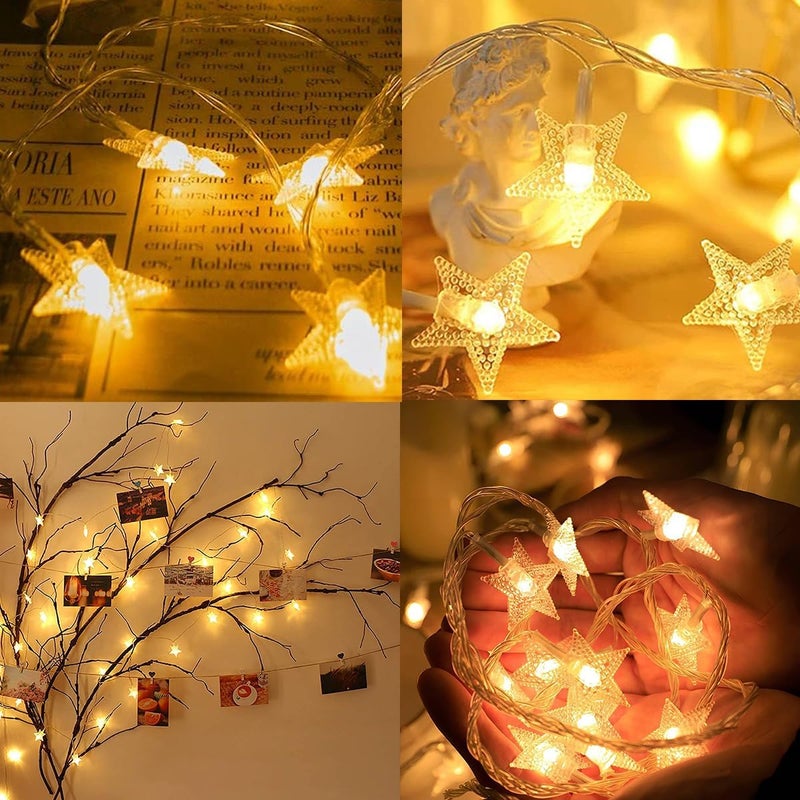 Duomama 20 FT 40 LED Star String Lights, Warm White Battery Powered Fairy Lights, Twinkle Hanging Lights for Indoor & Outdoor, and Home Decor - Image 4