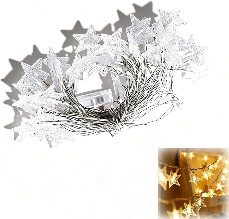 Duomama 20 FT 40 LED Star String Lights, Warm White Battery Powered Fairy Lights, Twinkle Hanging Lights for Indoor & Outdoor, and Home Decor - Image 1
