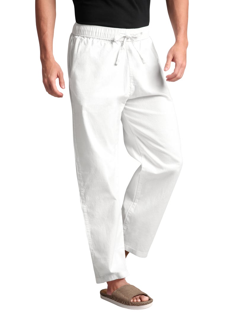 بيونغ بنطلون بيجامة فضفاض أبيض - Image 1