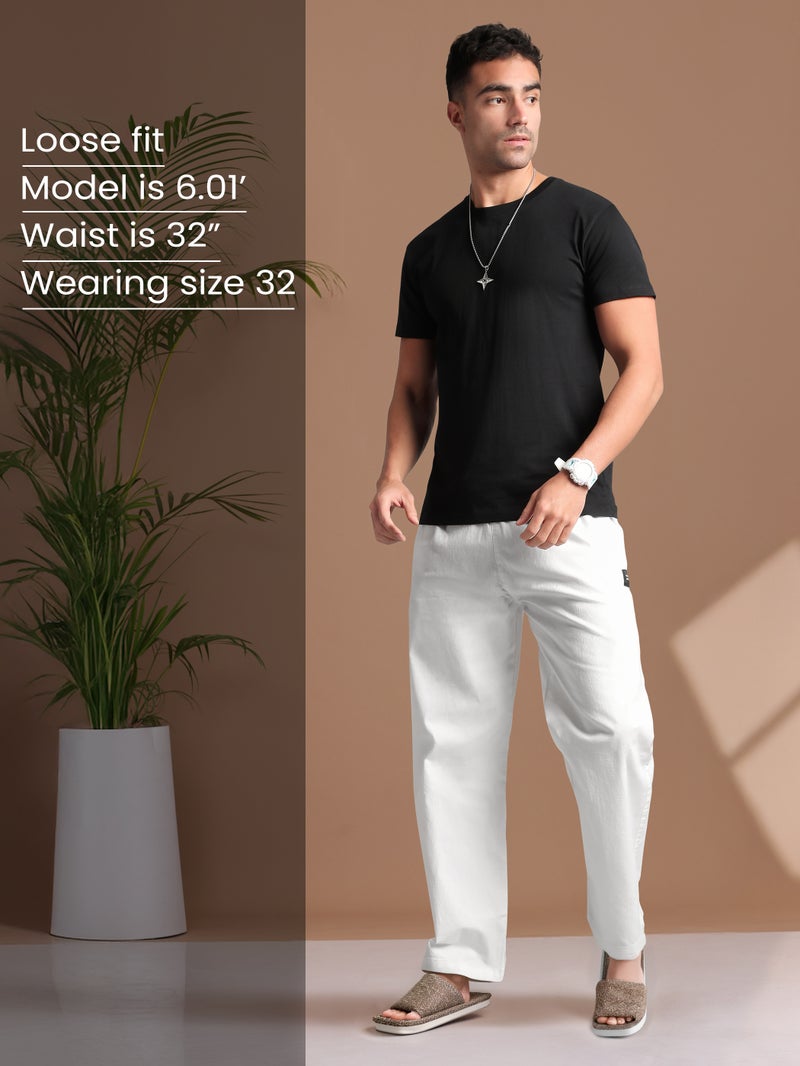 بيونغ بنطلون بيجامة فضفاض أبيض - Image 4