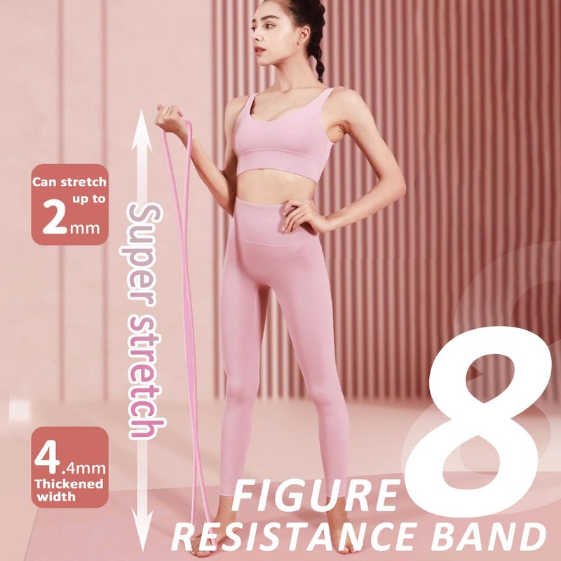 Treayes Figure 8 Resistance Band, 2025 New Figure 8 Resistance Bands for Women, Exercise Band with Handles for Working Out, Arm, Back, Fullbody Yoga Pulling Rope, Elastic Stretch Bandsï¼ˆ15 LB(Pink) - Image 2