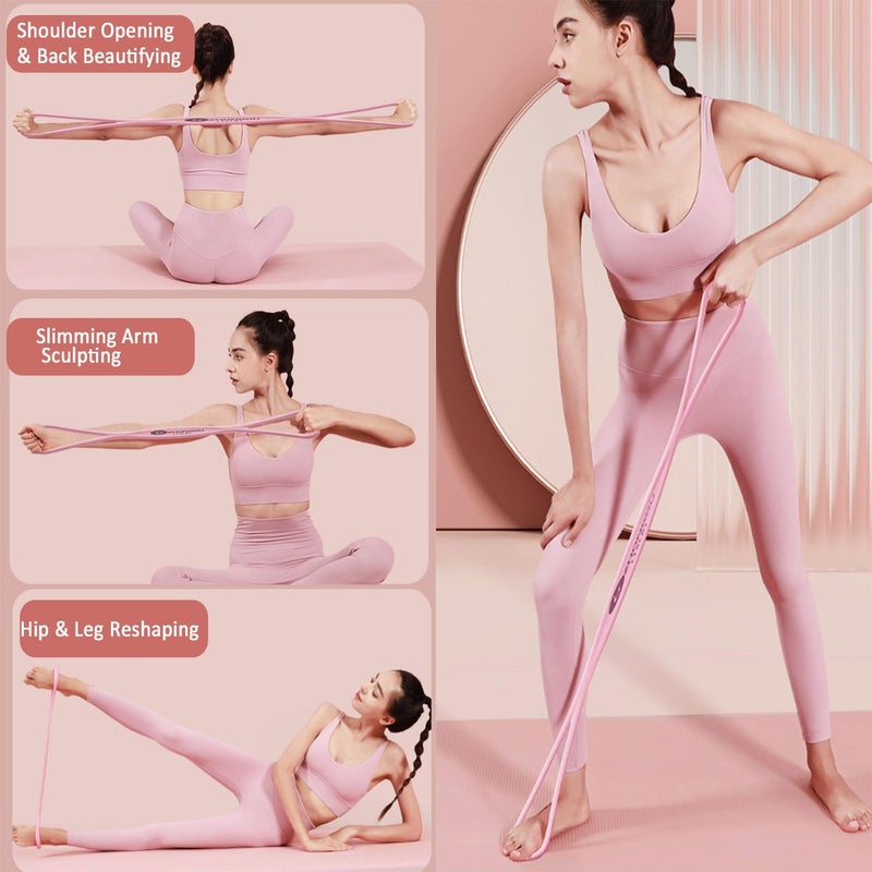 Treayes Figure 8 Resistance Band, 2025 New Figure 8 Resistance Bands for Women, Exercise Band with Handles for Working Out, Arm, Back, Fullbody Yoga Pulling Rope, Elastic Stretch Bandsï¼ˆ15 LB(Pink) - Image 3