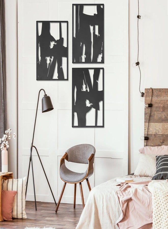 Gouisalin 3 Pack Black Abstract Metal Wall Art Decor, Modern Minimalist Single Line Art Décor, 3D Textured Structure Sculptures Hanging Wall Home Decor for Living Room Bedroom Bathroom Office(11"x15.7") - Image 5