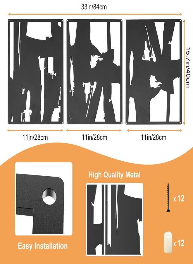 Gouisalin 3 Pack Black Abstract Metal Wall Art Decor, Modern Minimalist Single Line Art Décor, 3D Textured Structure Sculptures Hanging Wall Home Decor for Living Room Bedroom Bathroom Office(11"x15.7") - Image 4