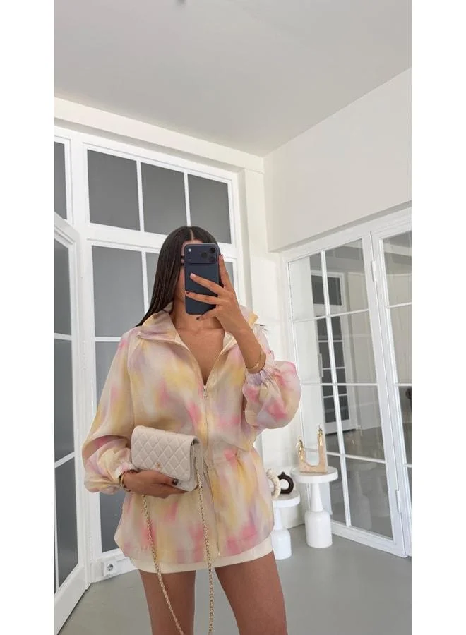 Gaus  Multi‑Color Patterned Waist Elastic Lined Jacket GAUS‑01986. for Women | Best Price UAE