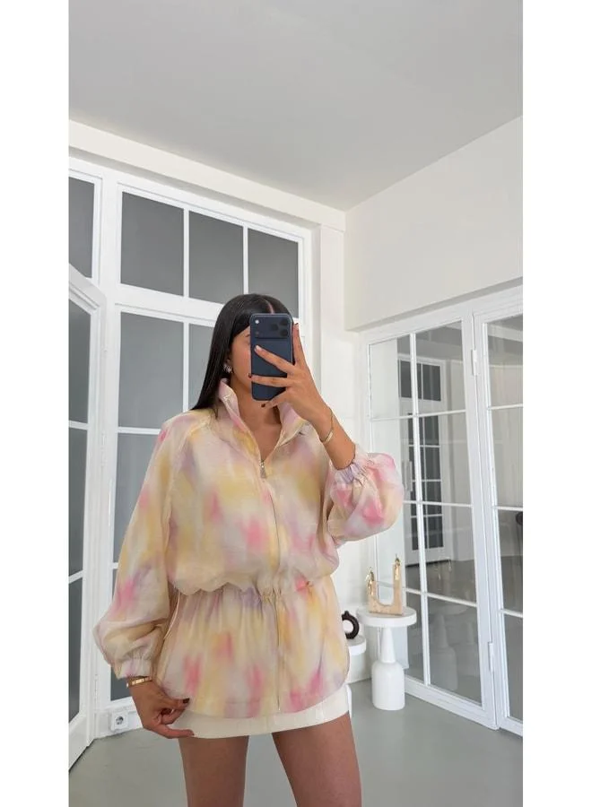 Multi‑Color Patterned Waist Elastic Lined Jacket GAUS‑01986.