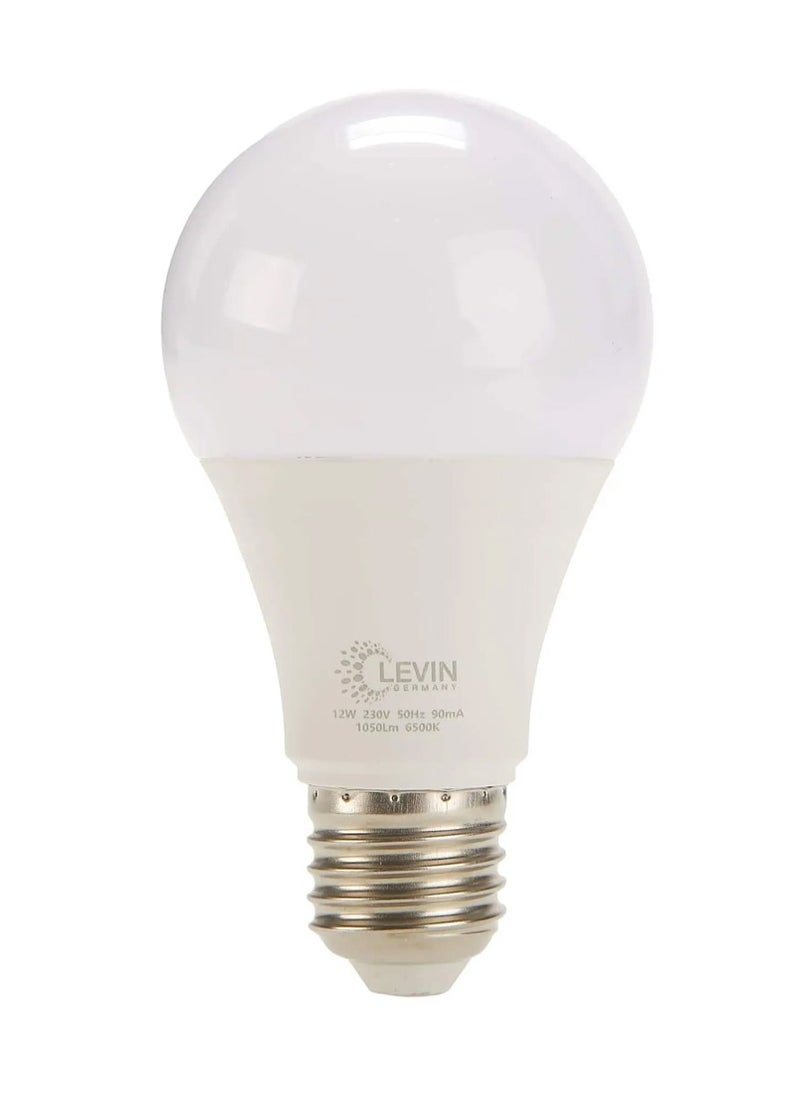 Levin Germany مصباح Levin A-Bulb 12 وات 6500 كلفن LED أبيض دافئ E27 220-240 فولت IP20 220° Ø65 x L125، خالٍ من الوميض وغير قابل للتعتيم، لمسة نهائية غير لامعة، مناسب للتطبيقات السكنية والتجارية  - Image 1