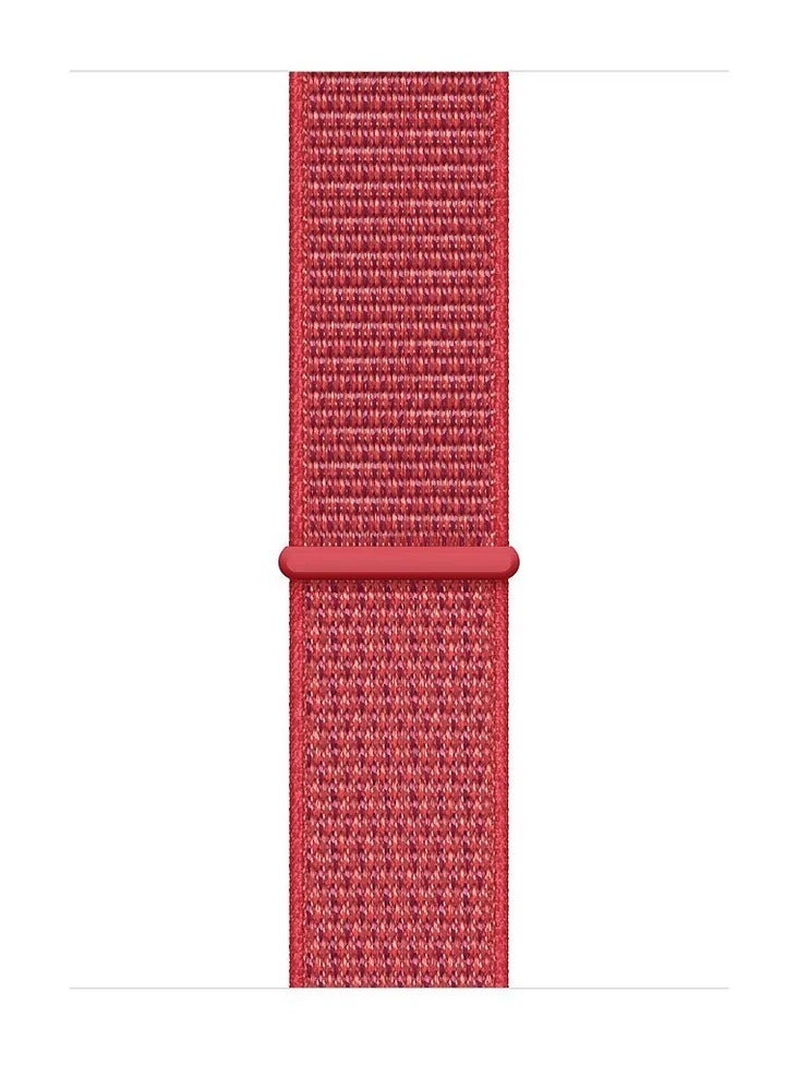 Watch Nylon Loop Band Compatible with Apple Watch Apple Watch 38mm 40mm 41mm (42mm Series 11/10) – Soft Woven Sport Strap, Adjustable Replacement Wristband for Apple Watch Series SE, Series 11/10/9/8/7/6/5/4 – Red - Image 3