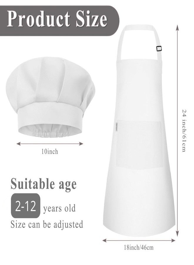 uniformer Kids Apron with Chef Cap for Cooking, Baking, Painting Art & Crafts | Adjustable Child Apron with 2 Pockets | Great for Kitchen, School (White_PO1) - Image 2