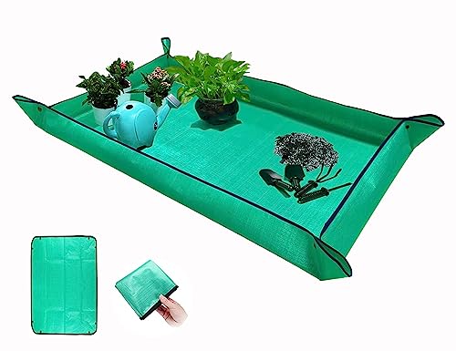 BIUWING Extra Large Plant Repotting Mat,Thickened Waterproof for Indoor Plant Transplanting and Mess Control,Foldable Succulent Portable Gardening Mat (43'*30',Green) - Image 1