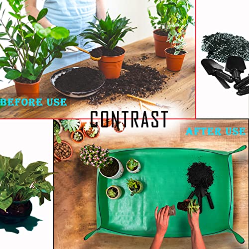 BIUWING Extra Large Plant Repotting Mat,Thickened Waterproof for Indoor Plant Transplanting and Mess Control,Foldable Succulent Portable Gardening Mat (43'*30',Green) - Image 2