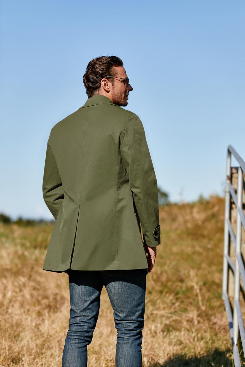 Makkrom Mens Trench Coat Single Breasted Casual Spread Collar Windbreak Jacket Long Classic Business Overcoat - Image 4