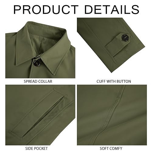 Makkrom Mens Trench Coat Single Breasted Casual Spread Collar Windbreak Jacket Long Classic Business Overcoat - Image 5