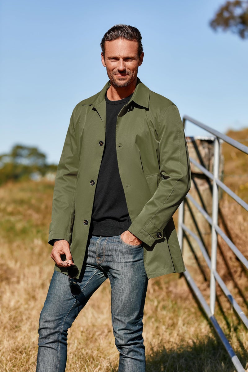 Makkrom Mens Trench Coat Single Breasted Casual Spread Collar Windbreak Jacket Long Classic Business Overcoat - Image 3