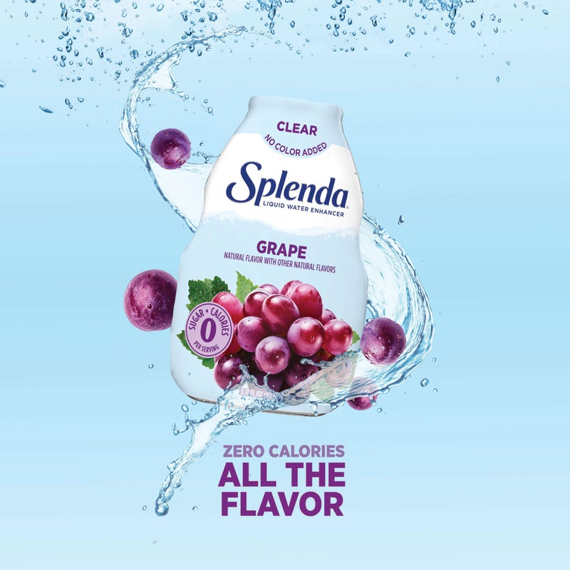 SPLENDA Liquid Water Enhancer Drops, Sugar Free, Zero Calorie, Natural Flavor, Concentrated Drink Mix, 3.11 Fl Oz Each Bottle (Grape Clear, 2 Pack) - Image 5