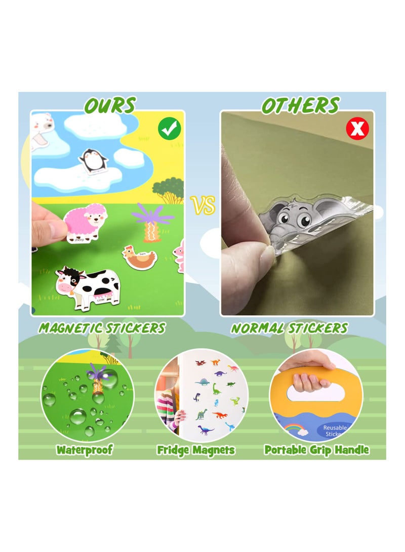 SYOSI Sticker Book for Kids 3 Pack Reusable Sticker Books for Toddlers Magnetic Sticker Books for Toddlers Static Toys Ocean Animals Dinosaur Stickers Books for 1 6 Years Educational Toys - Image 3