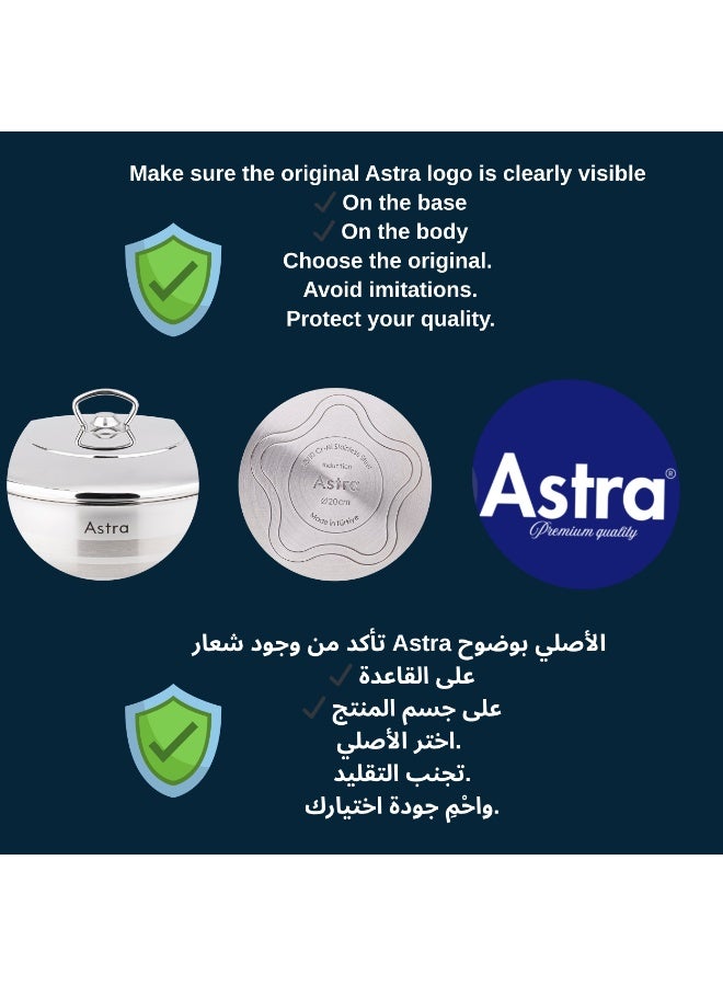 Astra 6-Piece 18/10 Stainless Steel Cookware Set – Induction Compatible, Triplex Capsule Base, Pots & Pans (22+24+26cm) - Image 4
