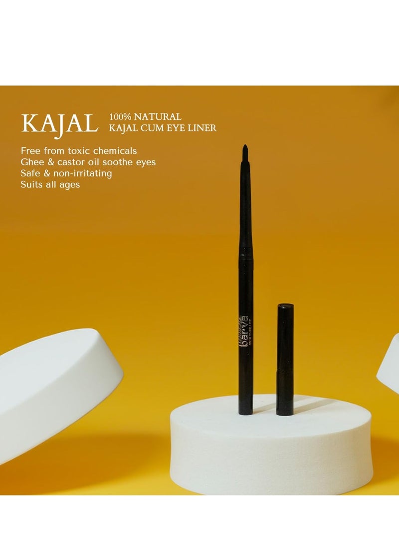 Barva 100% Natural Kajal Pencil Stick Enriched With Vitamin E Fragrance Free Intense Black 0.25G - Image 2