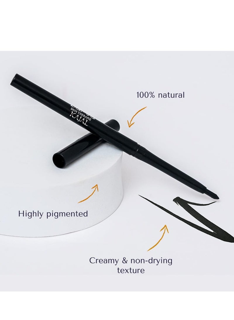 Barva 100% Natural Kajal Pencil Stick Enriched With Vitamin E Fragrance Free Intense Black 0.25G - Image 3