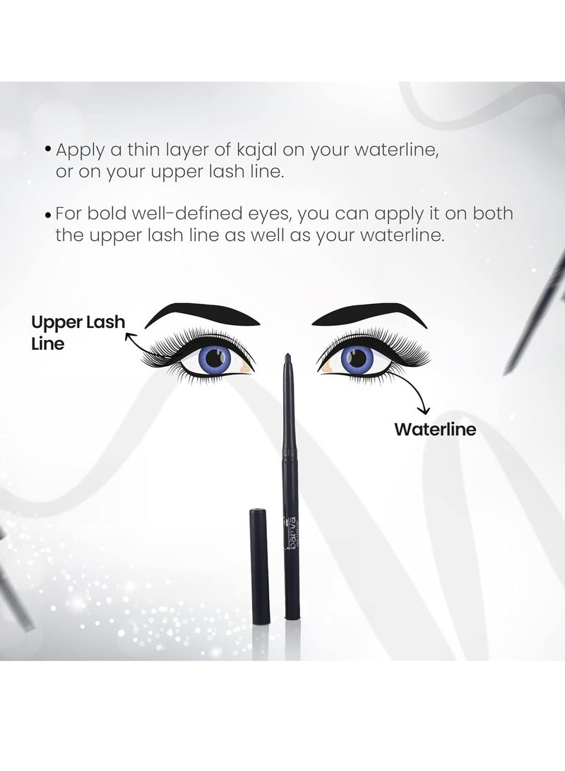 Barva 100% Natural Kajal Pencil Stick Enriched With Vitamin E Fragrance Free Intense Black 0.25G - Image 4