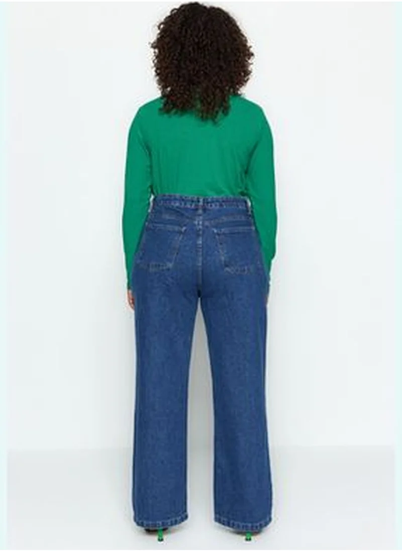 trendyol Blue Normal Waist Additional Features None Available Straight Plus Size Jeans
