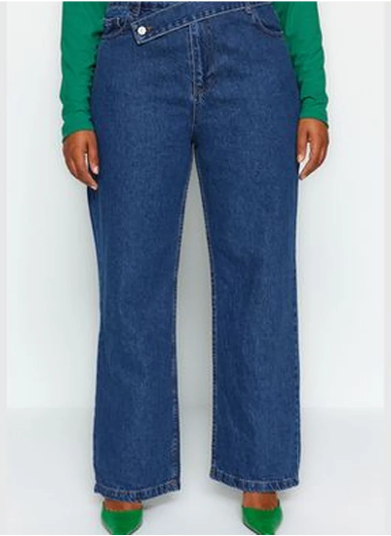 trendyol Blue Normal Waist Additional Features None Available Straight Plus Size Jeans