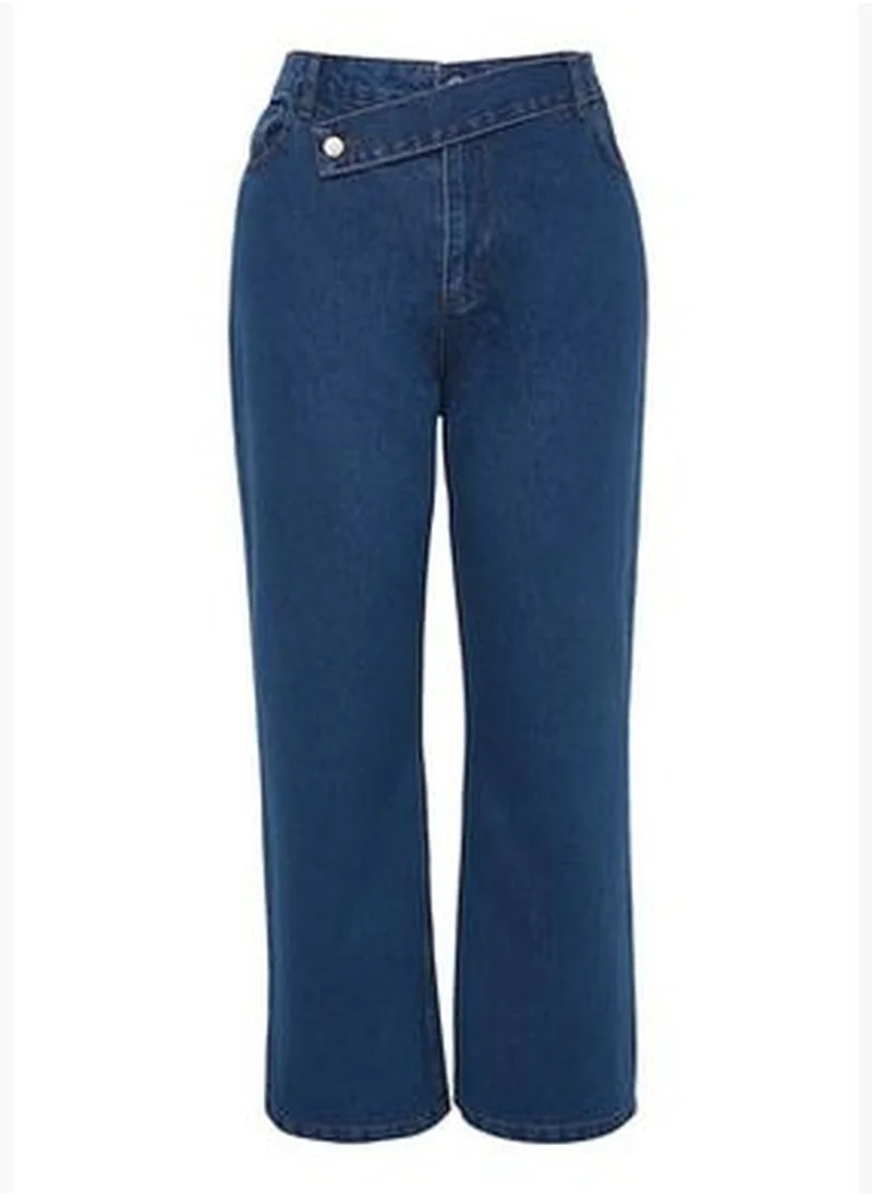 trendyol Blue Normal Waist Additional Features None Available Straight Plus Size Jeans