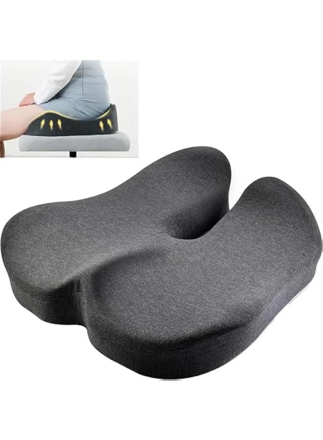 MIXDE Premium Comfort Seat Cushion, Non-Slip Orthopedic 100% Memory Foam Coccyx Cushion for Tailbone Pain, Cushion for Office Chair Car Seat, Back Pain u0026 Sciatica Relief (grey) - Image 1